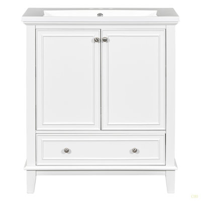 30" Bathroom Vanity With Sink Combo, Multi-Functional Bathroom Cabinet With Doors And Drawer, Solid Frame And MDF Board