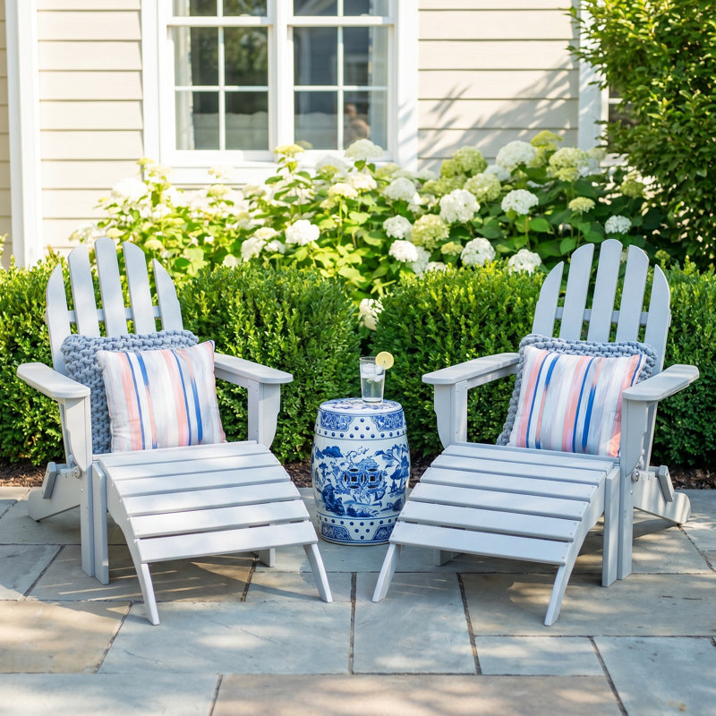 Leighton Foldable Outdoor Adirondack Set, Bright Red