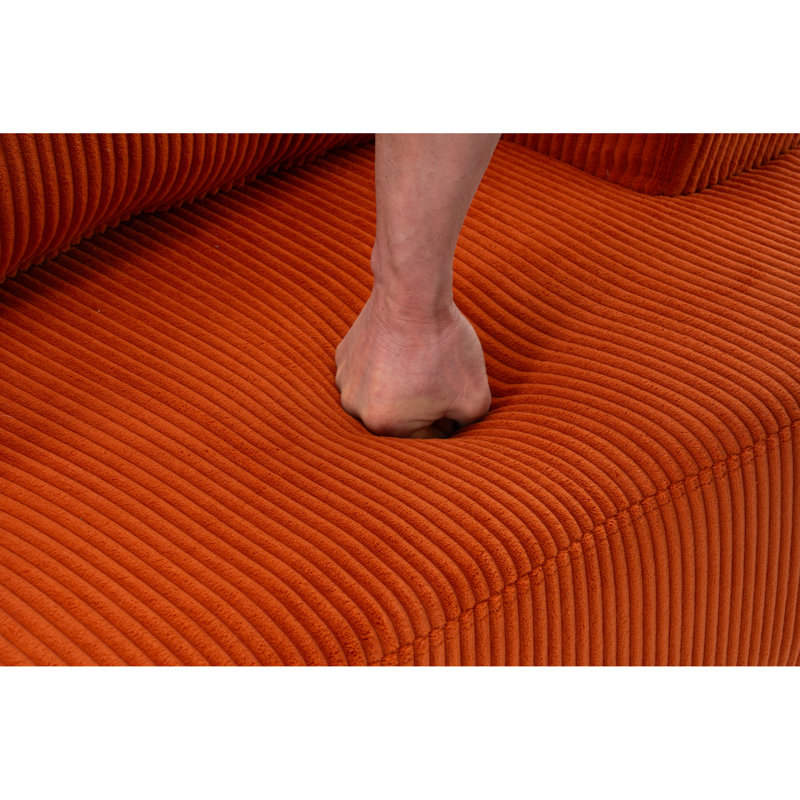 Fauteuil inclinable confortable en velours côtelé orange pour petits espaces