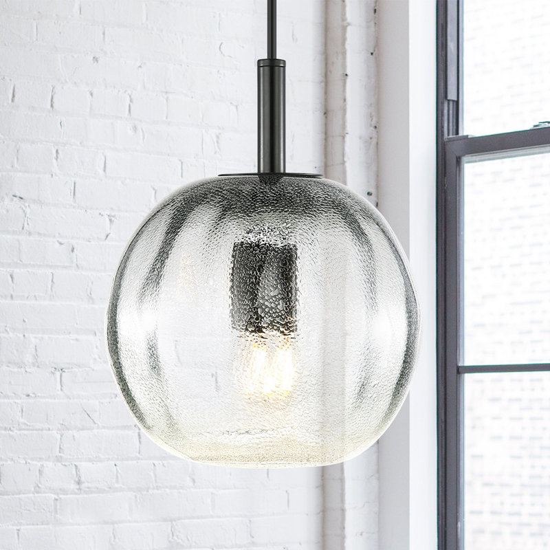 Luminaire sphère suspendu 1 lumières simple Barnston, Gris fumé