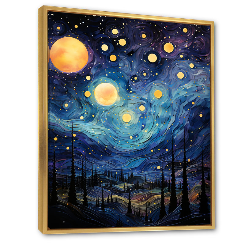 Étoiles Tanaquil Stellar Serenity II - imprimé, H 40 po x l 30 po x P 1,5 po, Cadre flottant doré