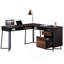 Bureau en L, finition noyer foncé