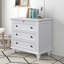 Meuble en pin massif 3 pièces - Polyvalent pour différents styles de décoration. Table d'appoint de rangement en bois blanc avec plateau coulissant, idéale pour l'entrée.