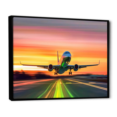 Coucher de soleil sur l'avion sur le tarmac II - Avion, art mural sur toile