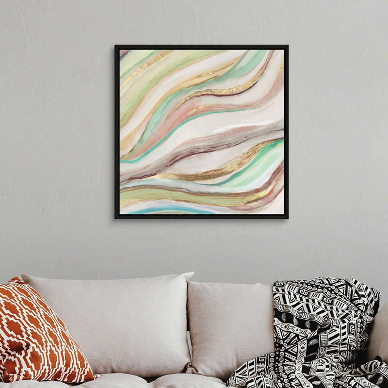 "Pastel Waves II" par Tom Reeves, reproduction d’art sur toile, H 32 po x l 32 po x P 1,75 po, Cadre noir