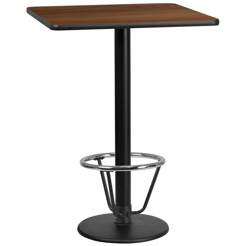 Plateau de table rectangulaire en stratifié avec base ronde et anneau de pied Basnight, Noyer