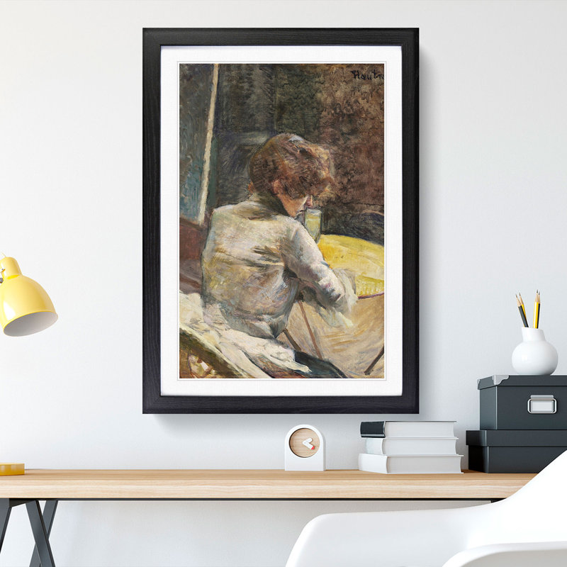 Waiting by Henri de Toulouse-Lautrec - Picture Frame Painting, 48cm H x 36cm W x 2cm D, Black