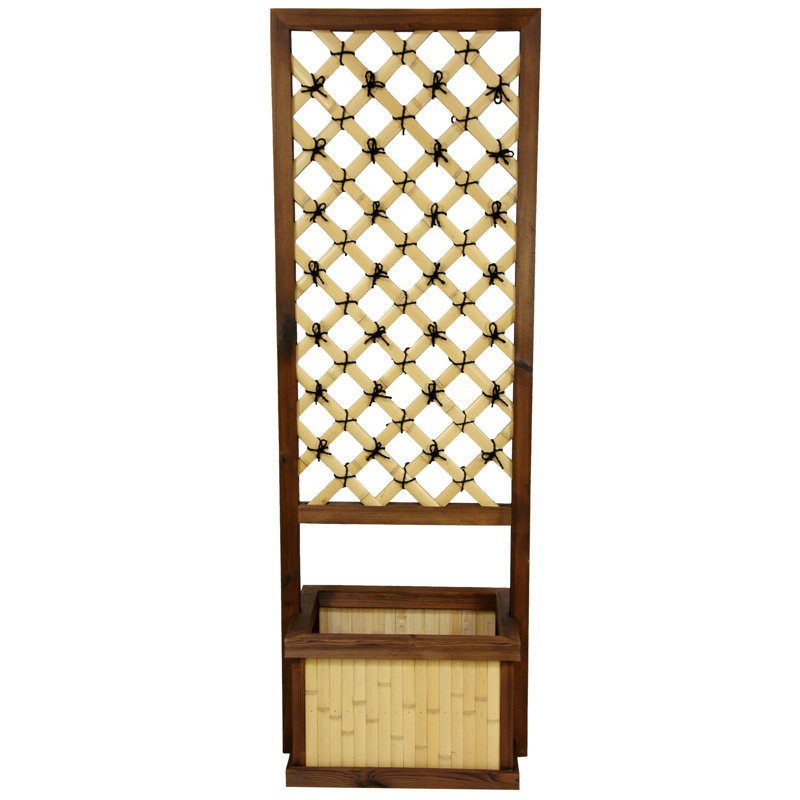 Japanese  Bamboo Planter Box with Trellis