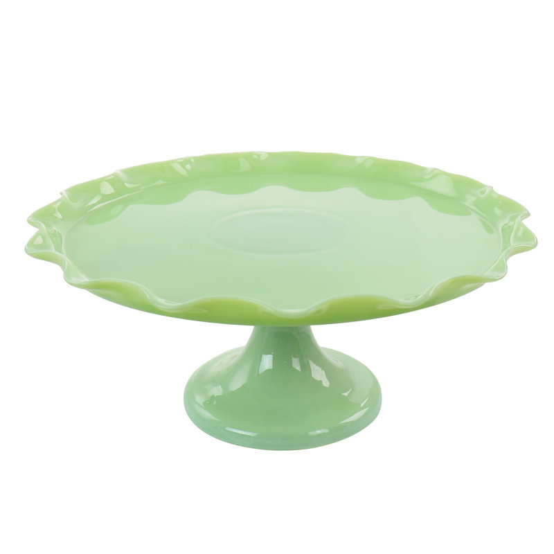 Green Jadeite Glass Round Cake Stand