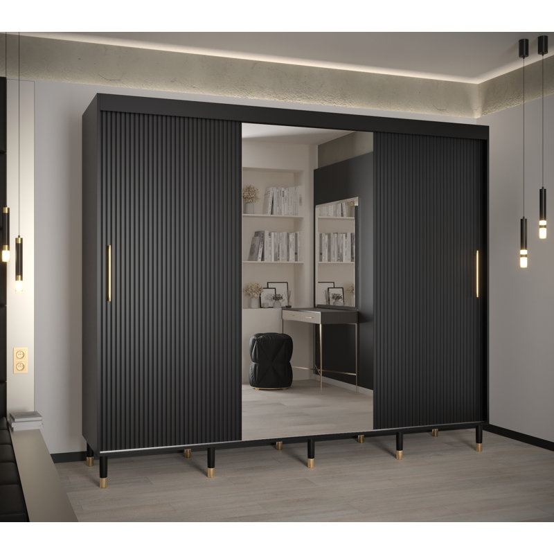 Malcome 2 Door Manufactured Wood Wardrobe, Black