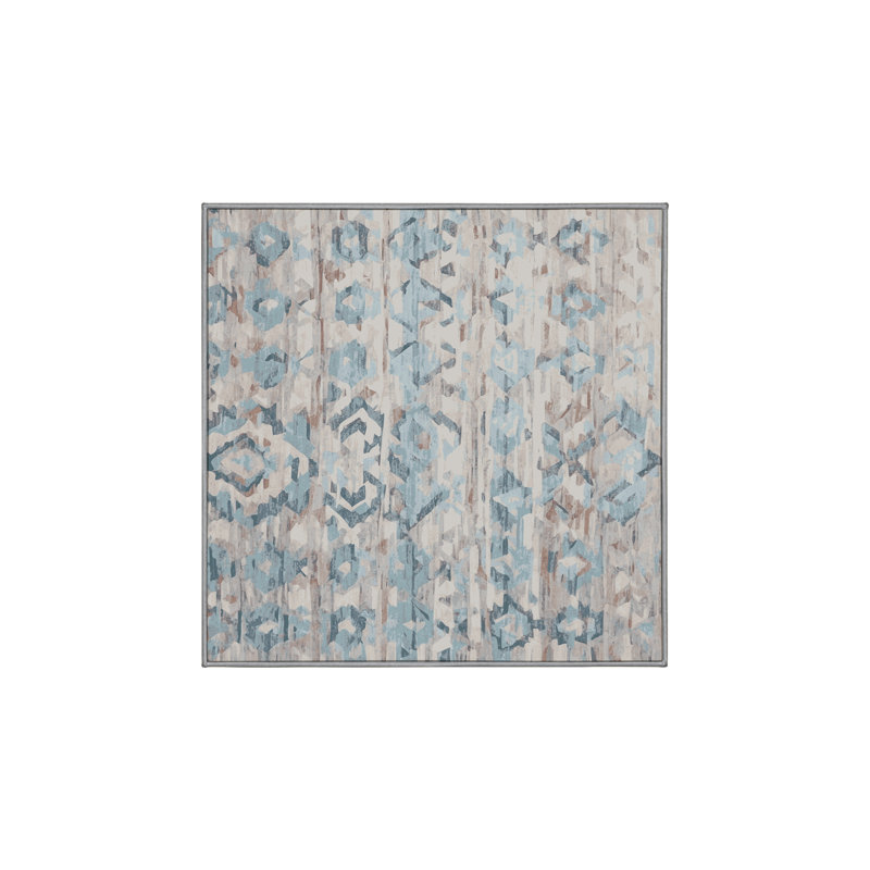 Tapis gris lavable à la machine, Carré 6 pi