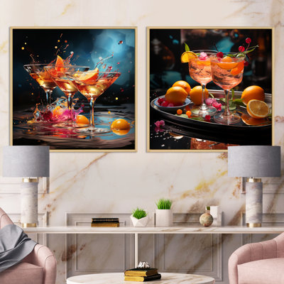 Colorful Mixology Color Collage - Cocktails Square Collage Set Of 2