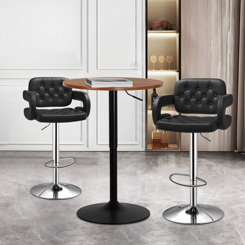 Farrill 2 - Person Pedestal Dining Set, Black Rock, Black