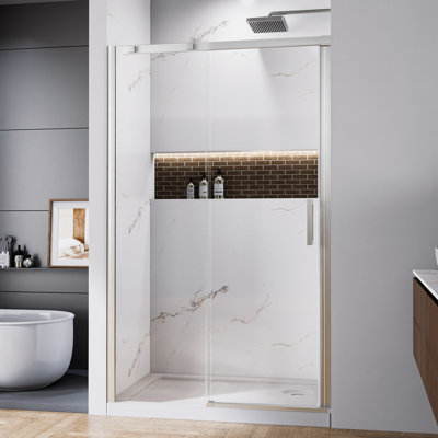 44" - 48" W x74" H Single Sliding Frameless Shower Door with Clear Tempered Glass