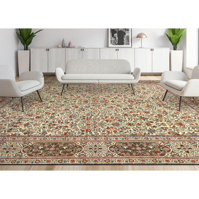 Tapis rectangulaire en laine noué à la main