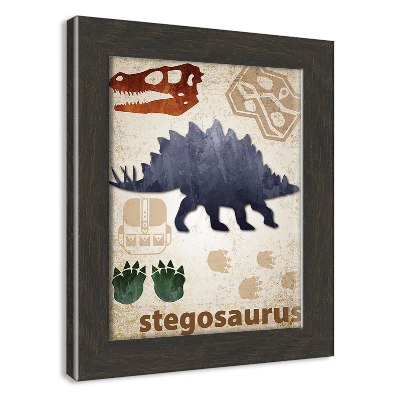 Décalcomanie murale Dinosaures-02 ', H 12 po x l 10 po x P 0,625 po, Encadré plat à grain de bois noir