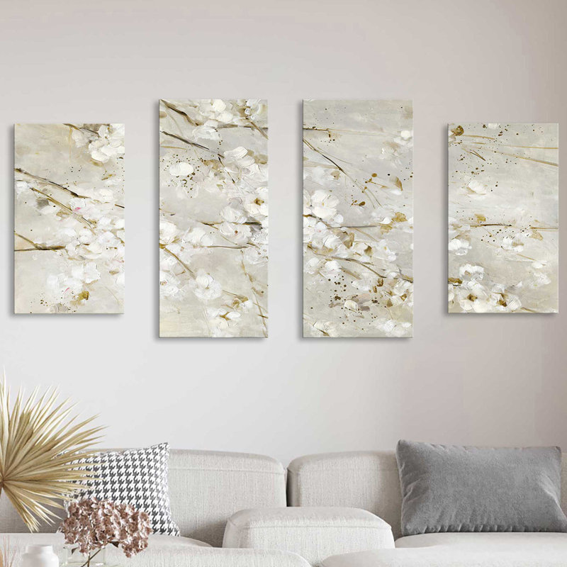 Soft Spring Blossoms by Sally Swatland - 3 Piece Floater Frame Print on Canvas, 38" H x 72" W x 1.5" D