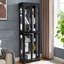 Élégante vitrine vitrée éclairée - Rangement à cadre en bois pour le salon, la cuisine et le garde-manger - Ampoule incluse - Idéal pour le vin, les jouets et les objets de collection - Noir