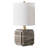 Kovac 16" Tall Stone Table Lamp with Fabric Shade in Grey Veined Travertine-417437401