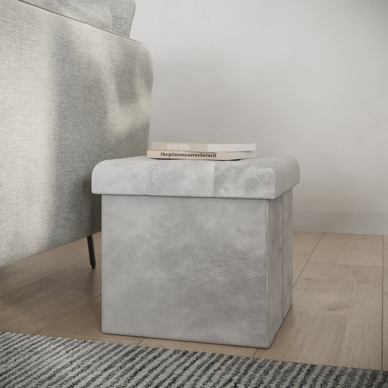 Goudou 15" Wide Storage Ottoman - Velvet Tufted Footrest, Linen Chest, or Storage Organizer with Removable Lid for Bedroom, Living Room, or Dorm