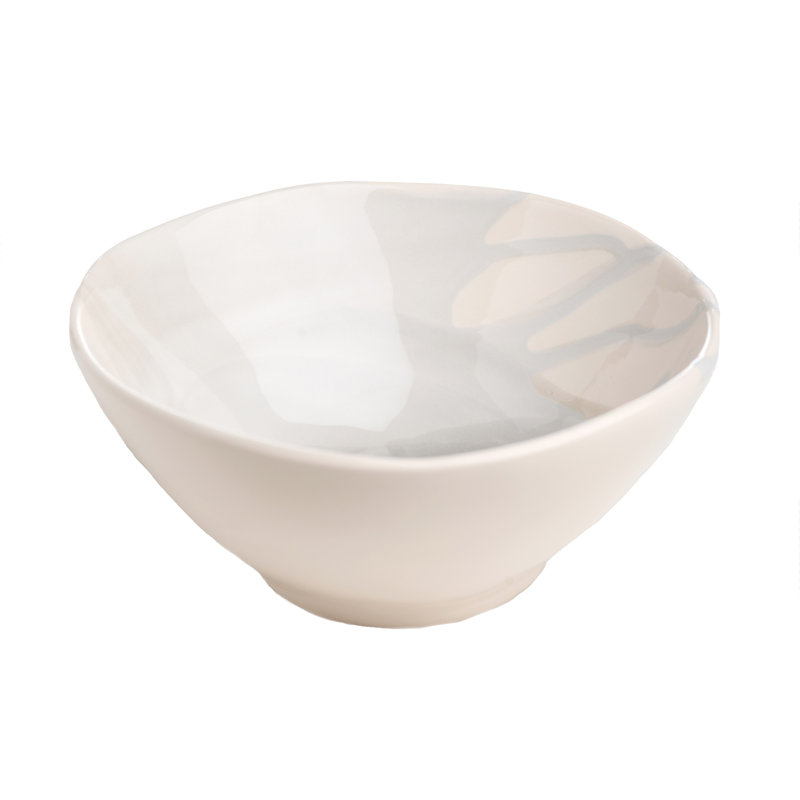 Gray and White Ceramic 8 oz. Soup Bowls, Set of 4