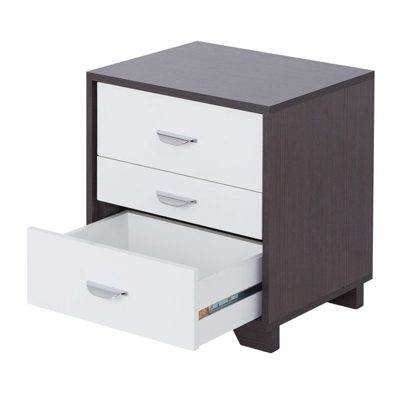 Versatile White And Black Accent Table With 3 Rectangular Drawer Spaces Drawers In Shape