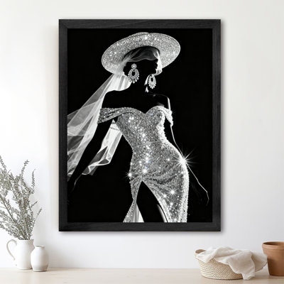 Black Framed Vintage Diamond Goddess Wall Art Retro Style Framed Prints