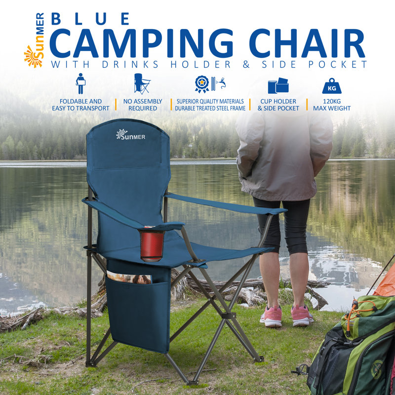 SUNMER Folding Camping Chair - Extra Wide, Blue