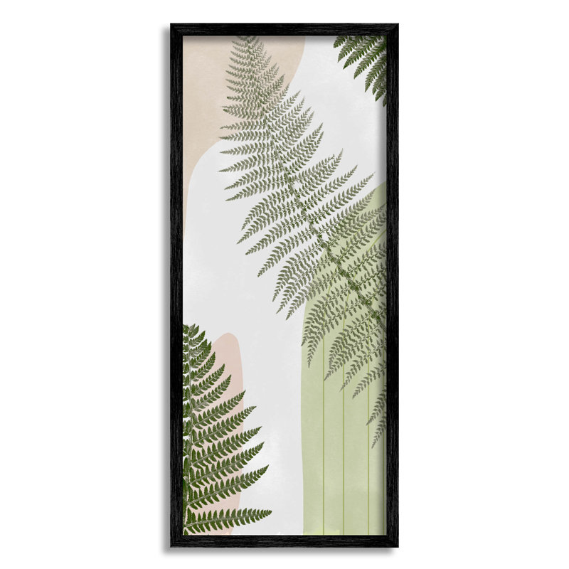Art contemporain giclée de fougères géométriques par Ziwei Li, H 24 po x l 10 po x P 1,5 po, Giclée encadrée noir minuit