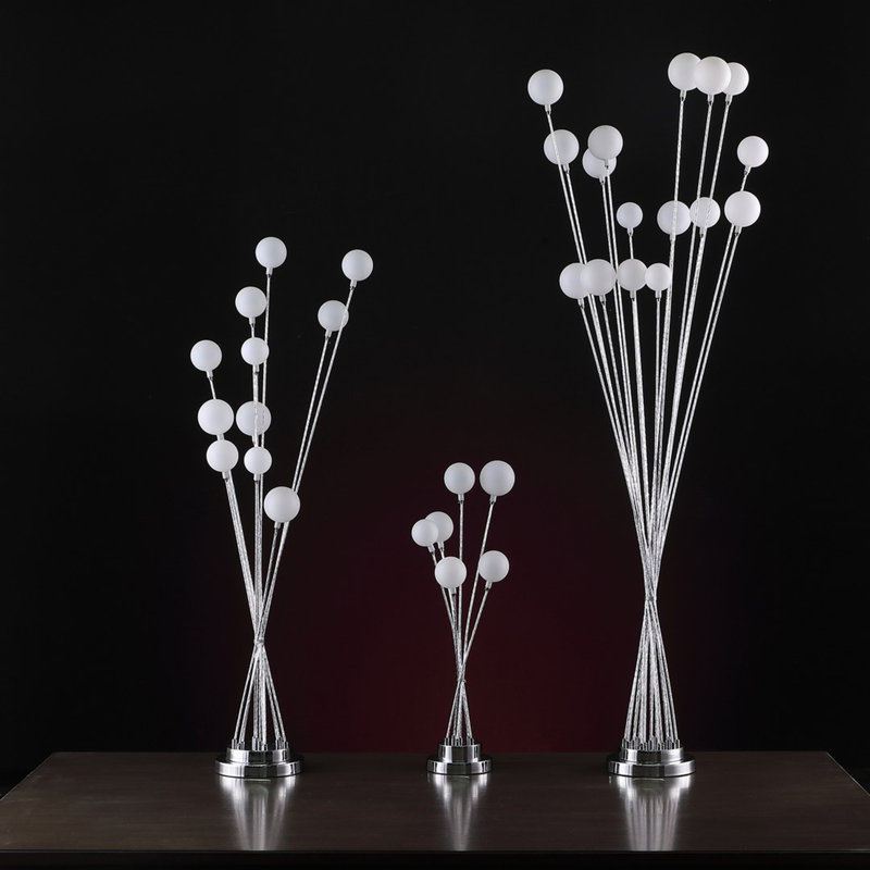 11-Light Acrylic Globe Aluminun Led Chrysanthe Metal Floor Lamp, Silver