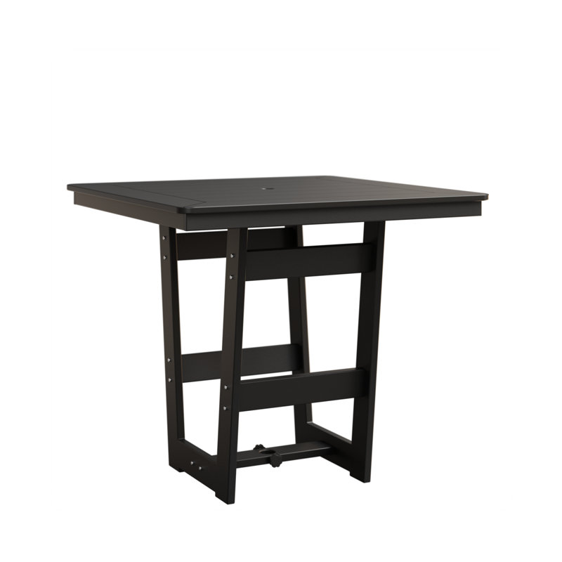 Hudson Outdoor Square Bar Table, Matte Black