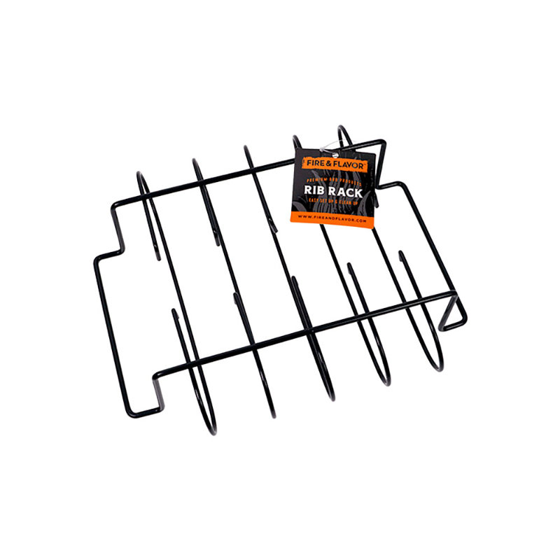 Heavy-Duty Black Steel Rib Rack for Grilling and Smoking