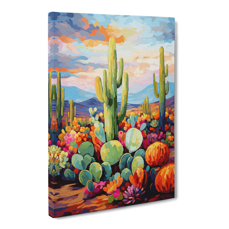 Cactus Impressionism - No Frame Print, 76cm H x 50cm W x 3cm D