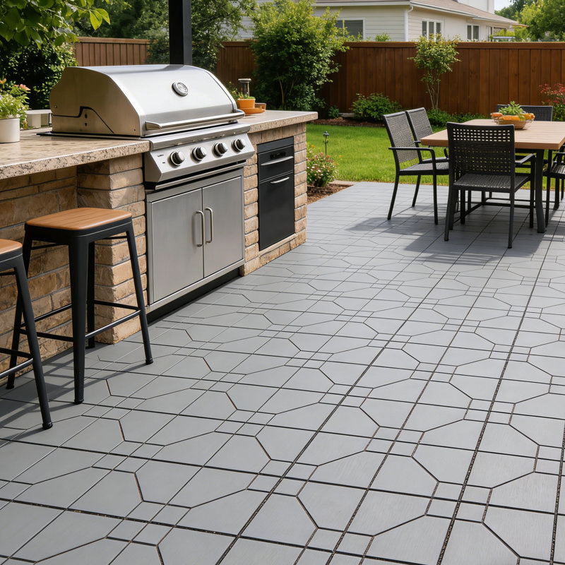 30.5cm L x 30.5cm W Plastic Interlocking Deck, Grey