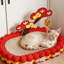 Carton ondulé pour lit de chat en carton ondulé ovale, grand bloc-notes anti-effilochage avec conception incurvée de salon, nid de jeu interactif durable pour les chatons d'intérieur et les chats adultes
