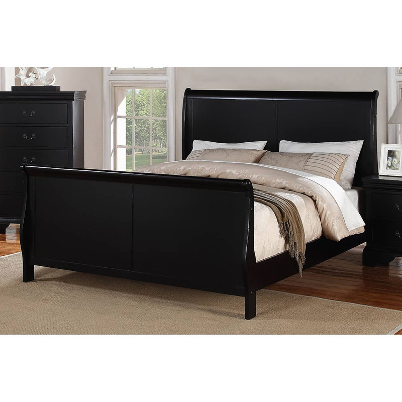 Saitoyi Sleigh Bed, Black, Queen