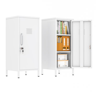 Armoire de rangement en métal H 47,24 po, casier de bureau en acier avec 3 tablettes réglables