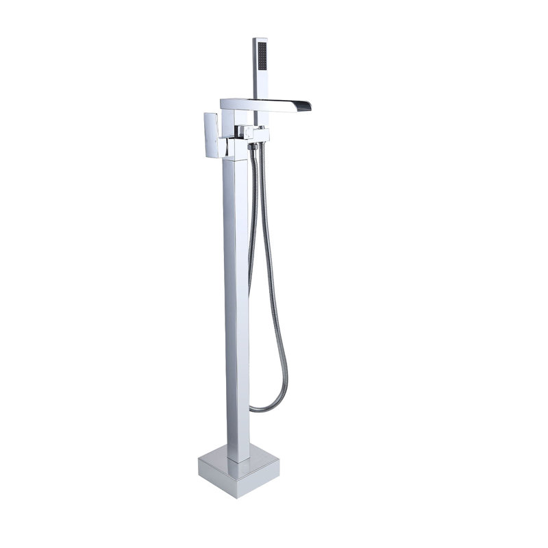 Bec de baignoire au sol avec douchette, Chrome