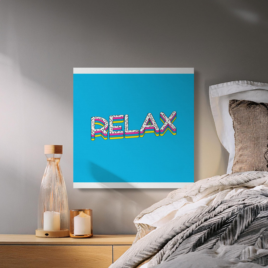 Relax Canvas Wall Art, Funky Retro Print, Gallery Wrapped Canvas, Ready to Hang, Modern Home Decor, Statement Piece, Archival Inks