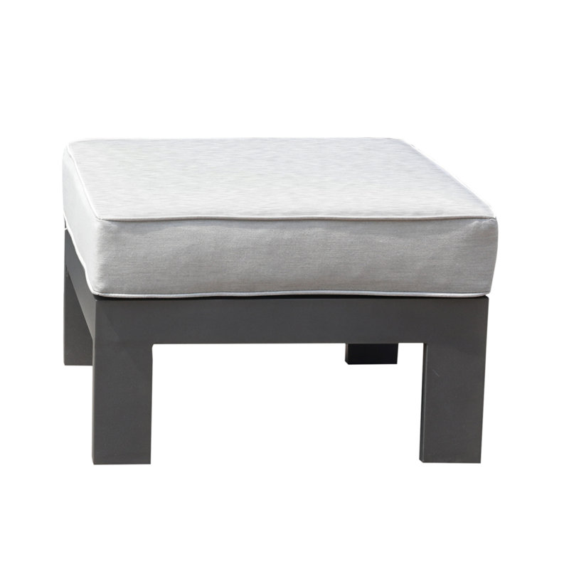 Repose-pieds d'extérieur avec repose-pieds en aluminium, Coussin blanc / cadre gris