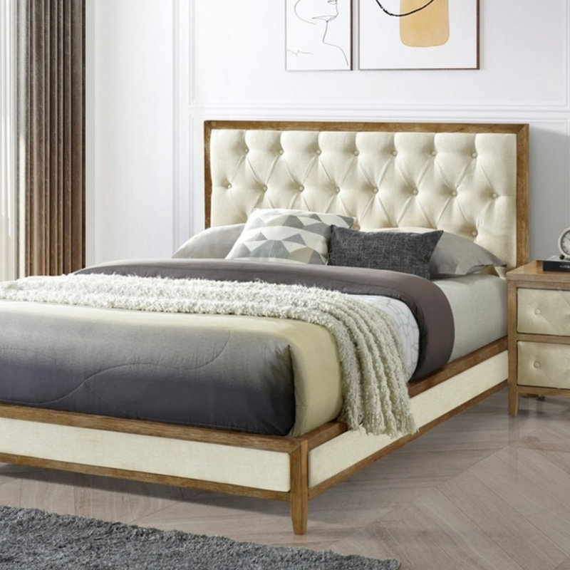 Table de chevet, Noyer / beige