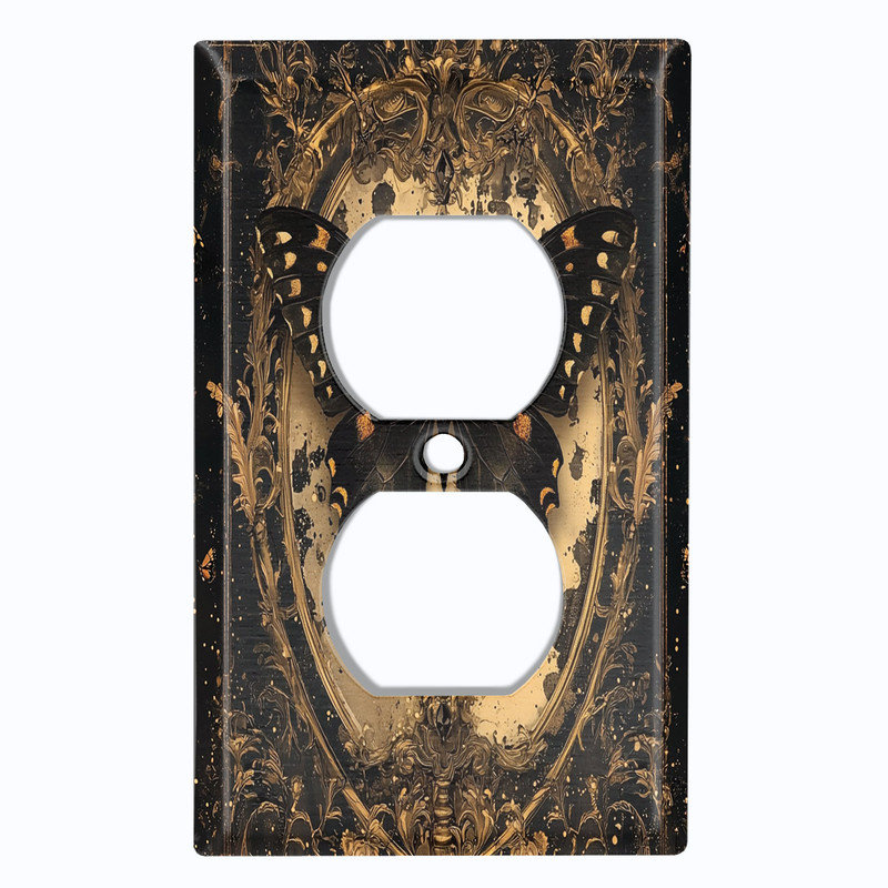 Couvercle de plaque d'interrupteur en métal de taille standard 1 bande recto verso - papillon gothique