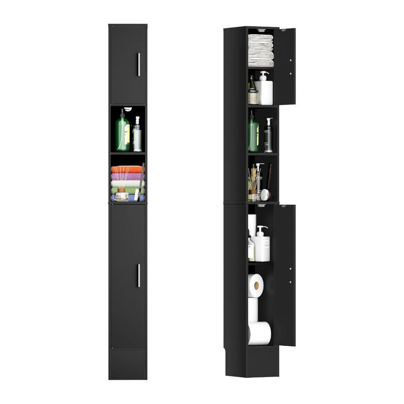 Narrow Bathroom Storage Cabinet, 72" Tall Slim Bathroom Cabinet With 2 Doors & Adjustable Shelves, Skinny Freestanding Floor Cabinet For Small Spaces, Living Room