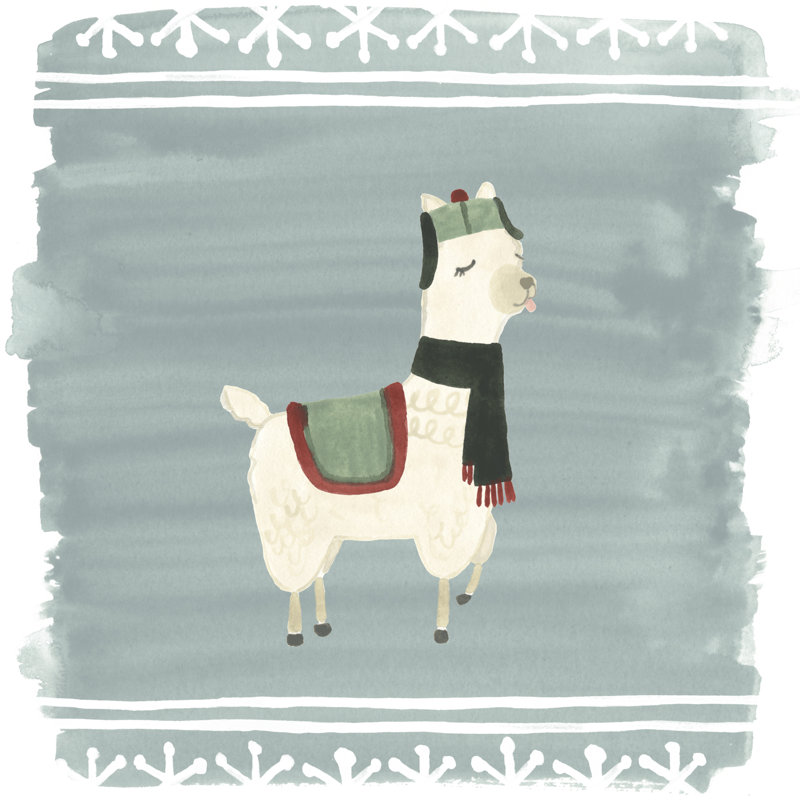 Winter Wonder Llama I by June Erica Vess - Wrapped Canvas Painting, 30cm H x 30cm W