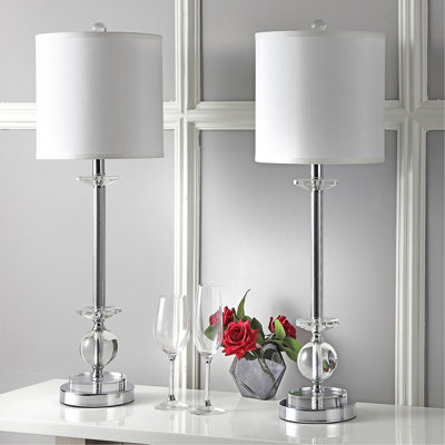 Ensemble de lampes de table chromées / transparentes 31 "Grandin
