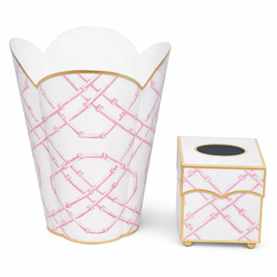 Miramontes Pink Bamboo Wastepaper Basket & Tissue Set