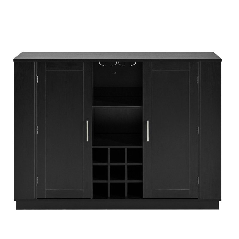 Îlot de cuisine avec bar à vin 47,2 po, Noir