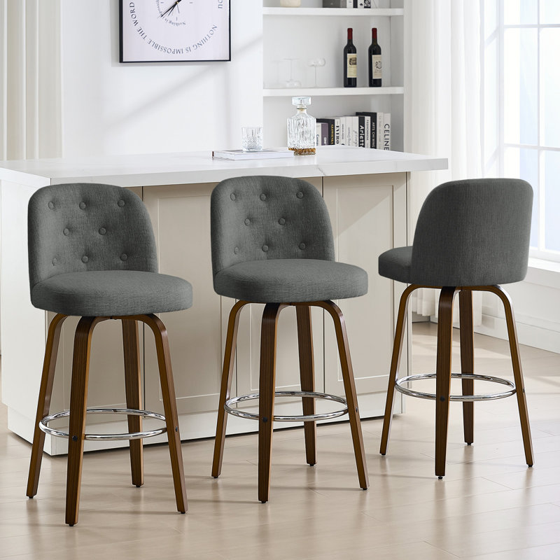 Tabouret de bar et de comptoir pivotant rembourré, Gris foncé, 3, Tabouret de bar (siège d'une hauteur de 29 po)