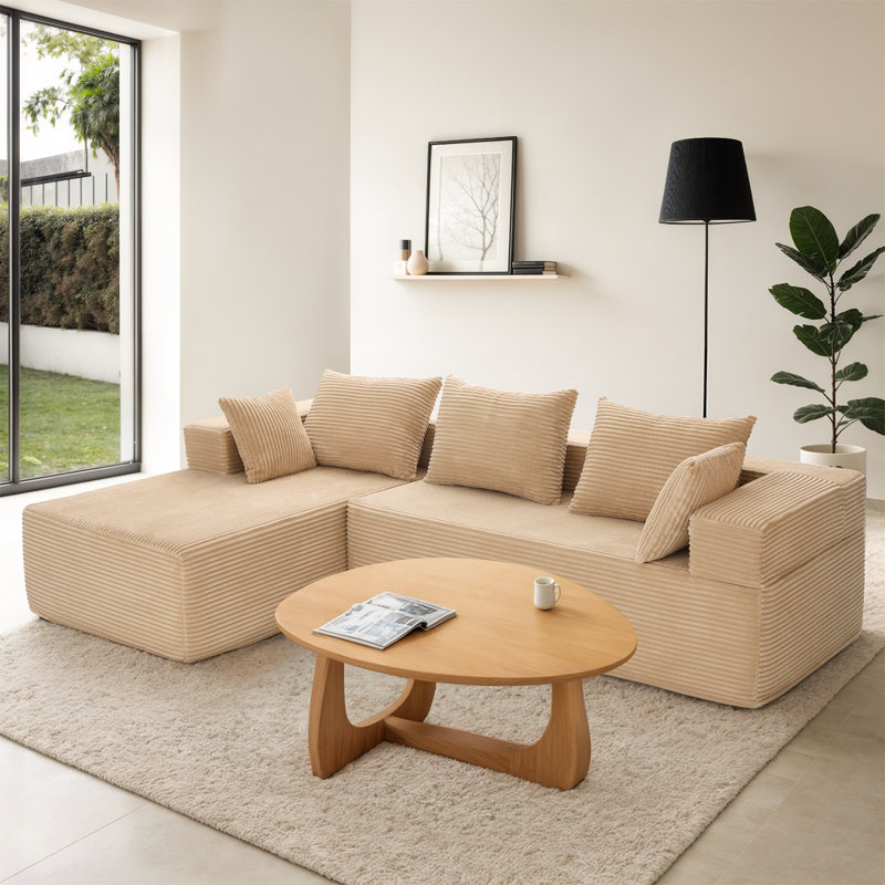 Boneless 105" Oversized L-Shaped Sectional Sofa – Modern Modular Cloud Couch, Boneless Deep Seating Sofa for Living Room, No Assembly Required, Soft Corduroy Fabric