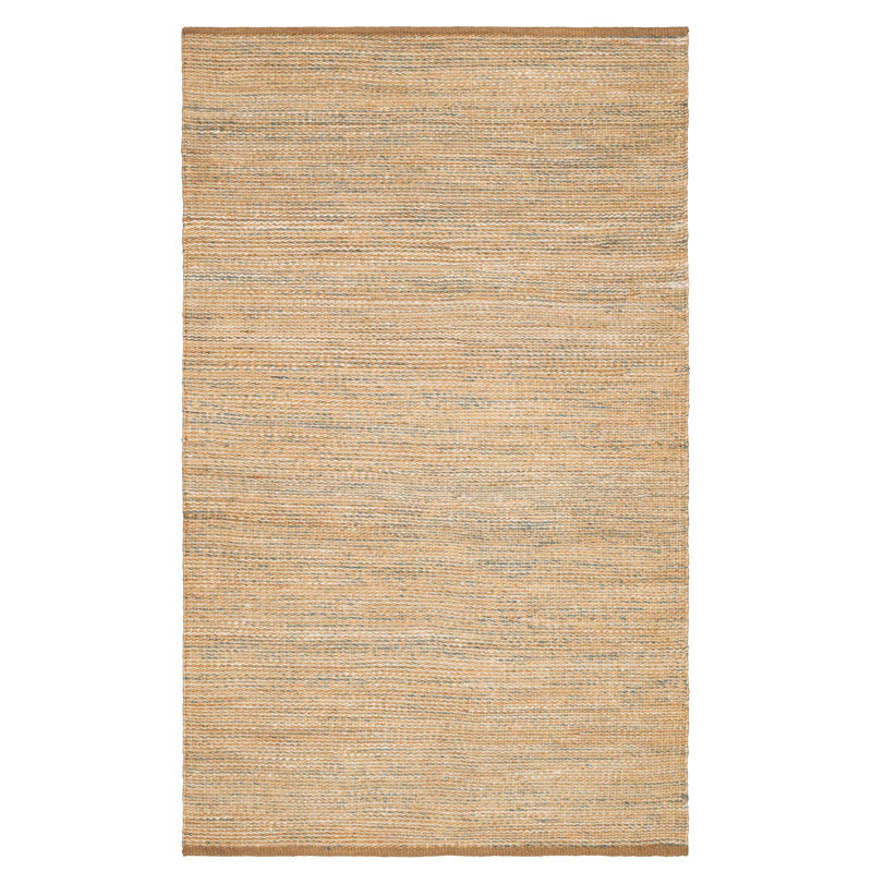 Handwoven Blue and Beige Jute Rectangular Rug, 5' x 8'